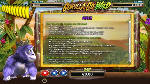 Stay Wild Feature Rules and Mega-Rilla Multiplier Feature - Casino Codes