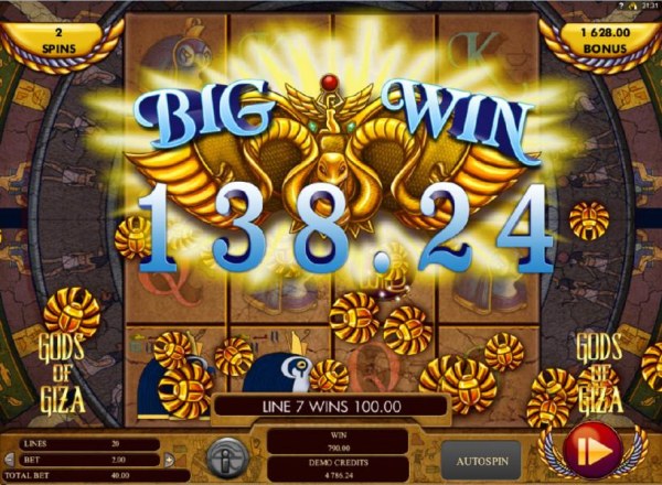 A big win triggered during the Rotating Free Spins Bonus by Casino Codes