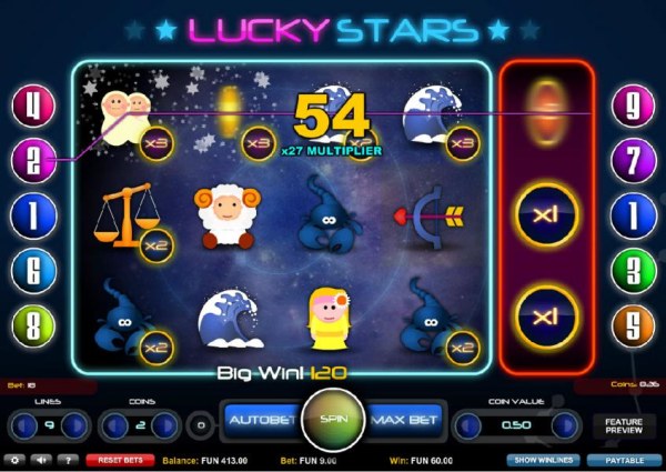 Multiple winning paylines with a x27 multiplier triggers a 120 coin big win! - Casino Codes