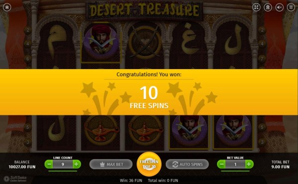 Casino Codes - 10 Free Spins awarded.