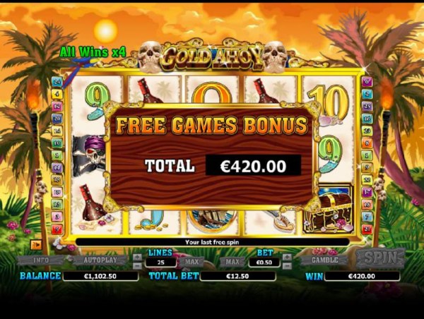 Casino Codes - bonus feature pays out a $420 jackpot