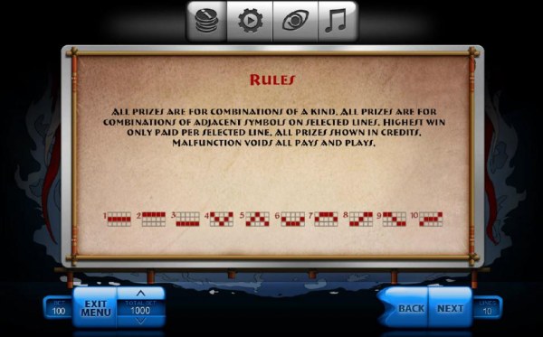 General Game Rules and Payline Diagrams 1-10 by Casino Codes