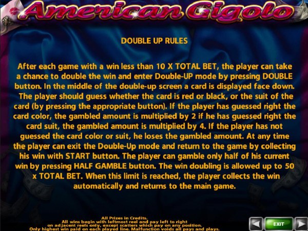 Double Up Gamble Feature Rules by Casino Codes