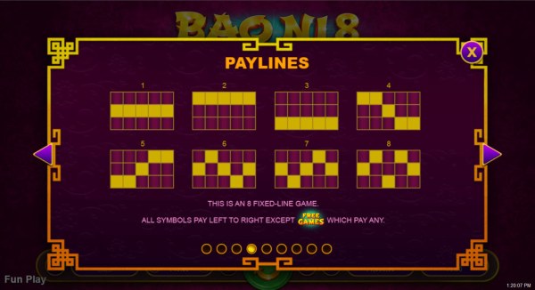 Paylines 1-8 by Casino Codes
