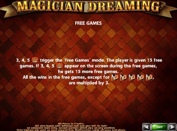 Three or more Circus Games logo scatter symbols trigger free games mode awarding player with 15 free games and a 3x win multiplier. - Casino Codes