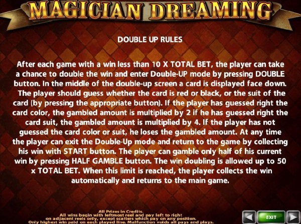 Casino Codes - Double Up Gamble Feature Rules