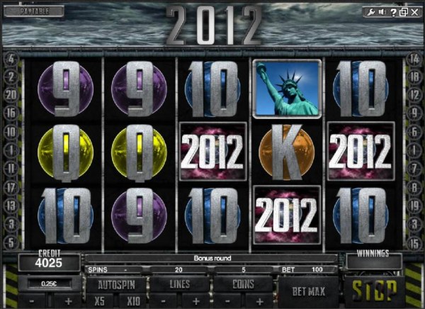 Casino Codes - bonus feature triggered by three 2012 symbols