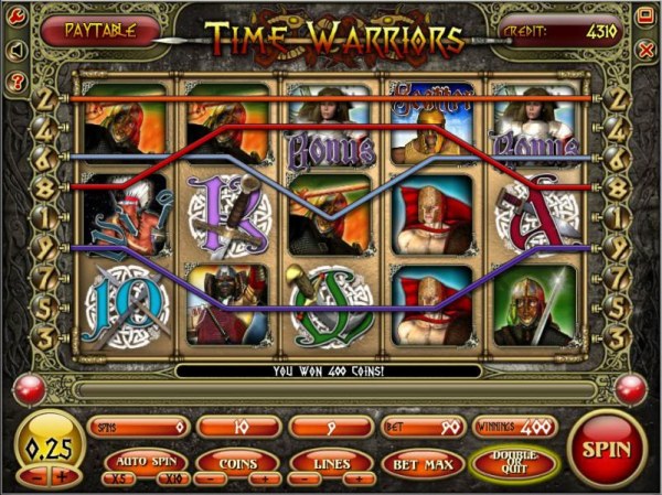 multiple winning paylines triggers a 400 coin payout - Casino Codes