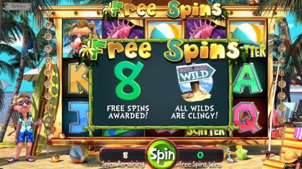 Casino Codes - 8 Free Spins awarded with sticky wilds!