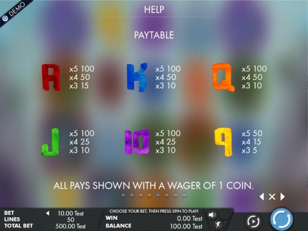 Low value game symbols paytable. - Casino Codes