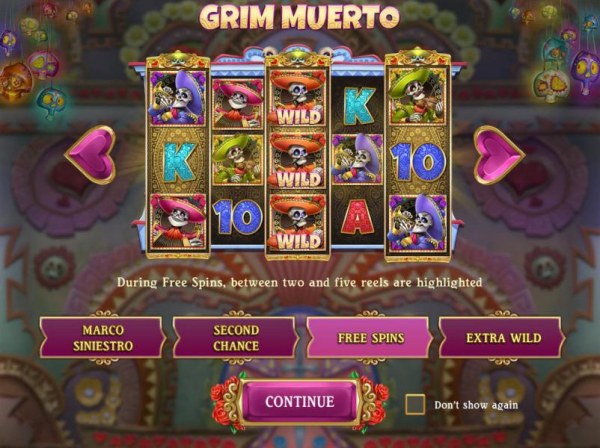 Casino Codes - Free Spins - Durig free spins, between two and five reels are highlighted.