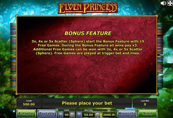 Casino Codes - Bonus feature - 3, 4 or 5 Sphere scatter symbols start the Bonus Feature with 15 free games.