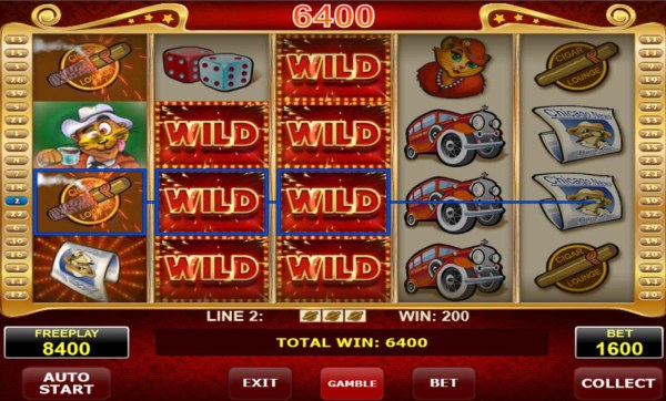 Casino Codes - Stacked wild symbols on reels 2 and 3 triggers multiple winning symbol combinations leading to a 6400 coin pay out.