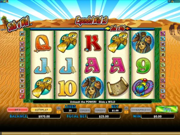 main game board featuring 5 reels and 25 paylines by Casino Codes