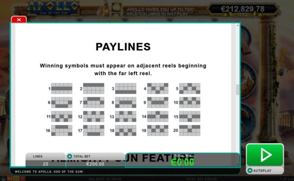 Payline Diagrams 1-20 - Casino Codes