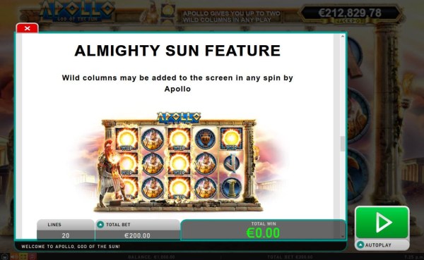 Apollo God of the Sun by Casino Codes