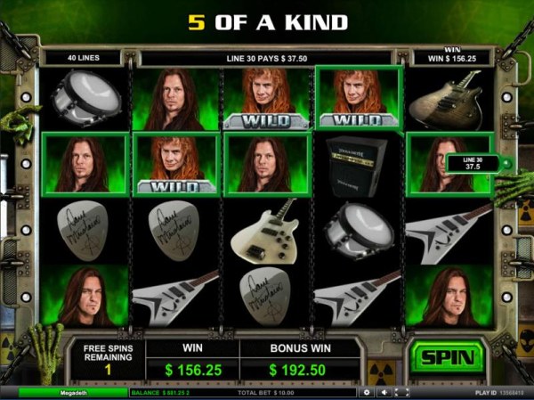five of a kind pays $156.25 - Casino Codes