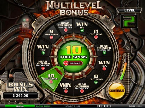 Casino Codes - 10 free spins for the level 2 bonus game