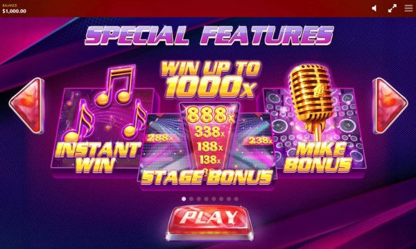 Game features include: Instant Win, Stage Bonus and Mike Bonus. by Casino Codes
