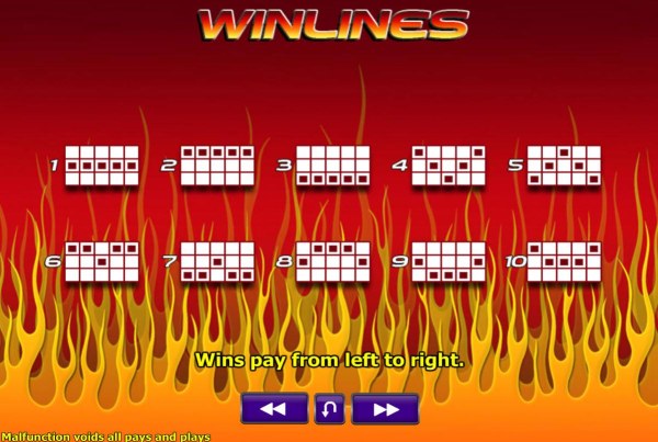 Payline Diagrams 1-10. Wins pay from left to right. by Casino Codes