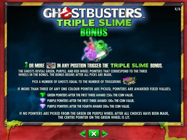 Casino Codes - Triple Slime Bonus Rules - 3 or more Bonus in any position trigger the Triple Slime Bonus.