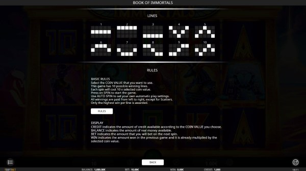 Casino Codes image of Book of Immortals