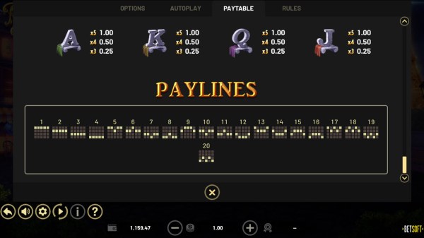 Paylines 1-20 by Casino Codes