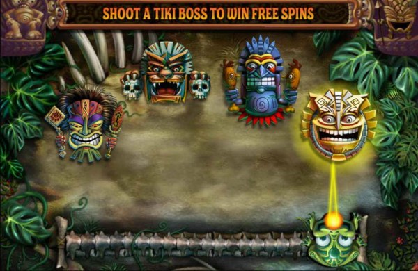 Shoot a Tiki Boss to win free spins. by Casino Codes