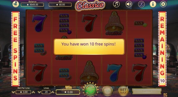 Ten free spins awarded by Casino Codes