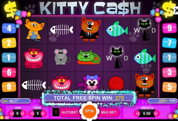 Total Free Spin Win: 270 coins - Casino Codes