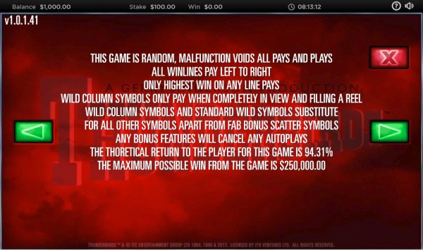 Casino Codes image of Thunderbirds