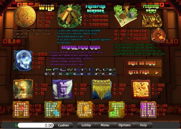 Casino Codes - general game rules, payline diagrams, wild, free spins, feature game and slot game symbols paytable