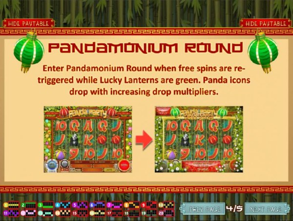 Three or more Lucky Lanterns enables the Pandamonium Round - Casino Codes