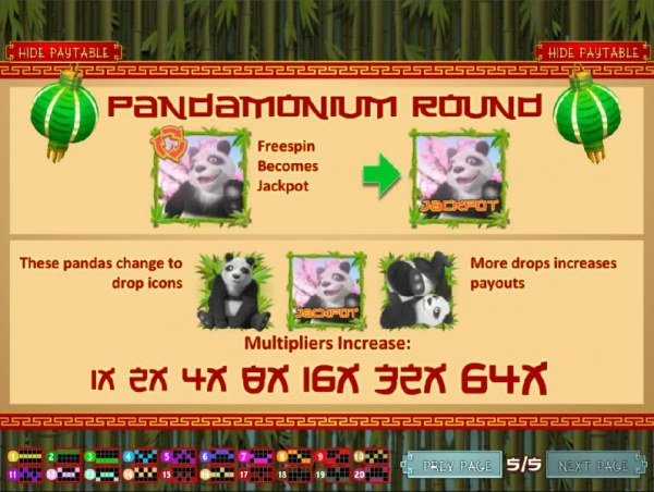 Panda bear icons change during the Pandamonium Round by Casino Codes