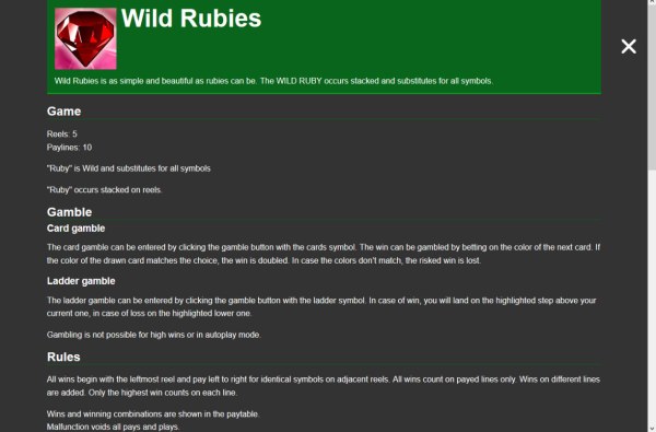 Casino Codes image of Wild Rubies