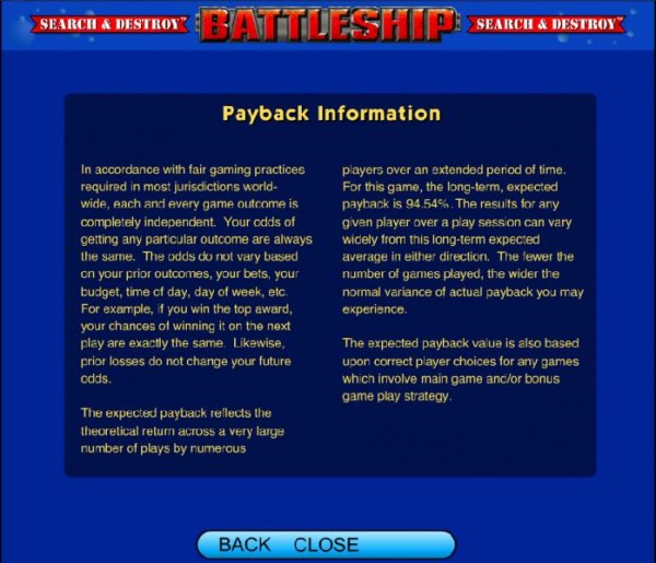 payback information - Casino Codes