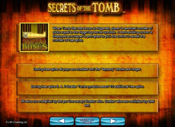 Tomb Secrets Bonus feature rules - Casino Codes