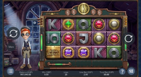 Casino Codes - Main game board featuring five reels and 25 paylines with a $6,000 max payout