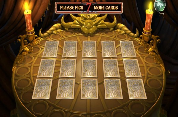 tarot bonus round game board. pick seven cards to win a prize - Casino Codes