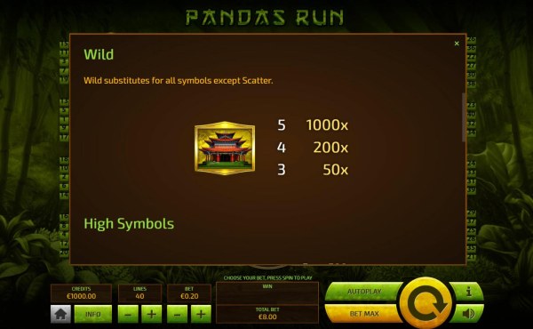 Casino Codes - Wild symbol substitutes for all symbols except scatter.