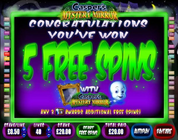 5 free spins awarded by Casino Codes