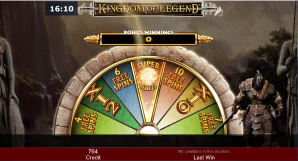 The first spin of the Bonus Wheel lands on the Super Wheel bonus feature. - Casino Codes