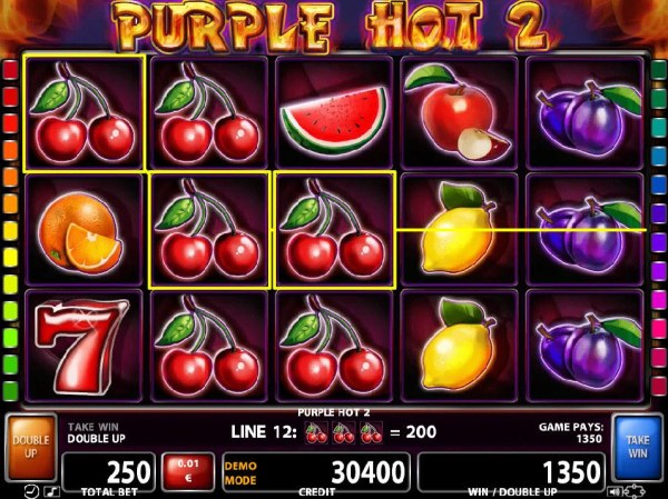 Multiple winning combinations of cherry symbols awards a 1350 credit pay out. - Casino Codes