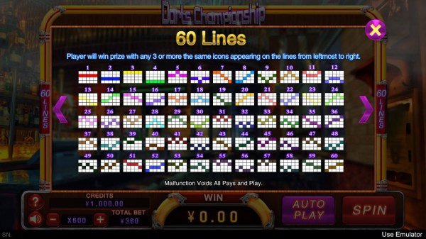 Paylines 1-60 by Casino Codes