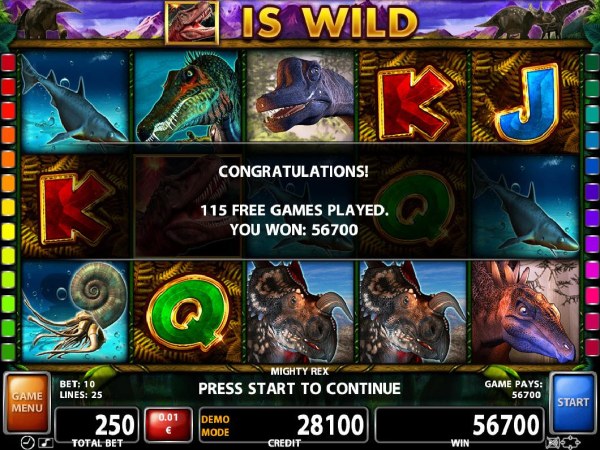 A 56700 coin Super Mega Win awarded after playing 115 Free Games. by Casino Codes