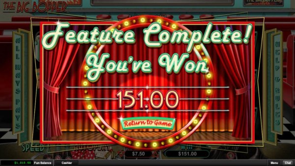The free games feature pays out a total of 151.00 - Casino Codes