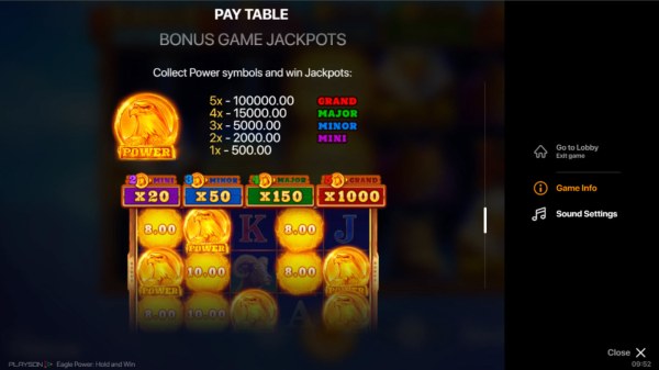 Casino Codes image of Eagle Power Hold and Win