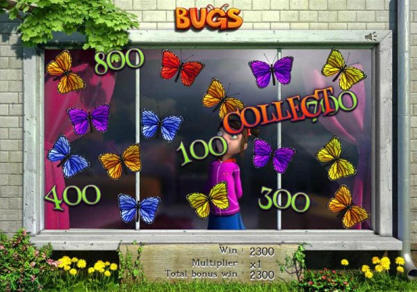 here is an example of the bonus round game board after selecting butterflies and the collect by Casino Codes