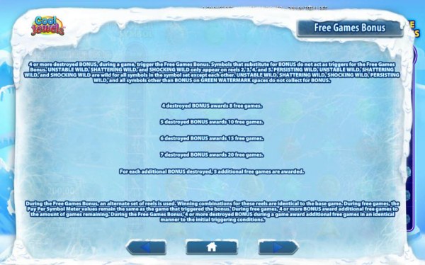 Casino Codes - Free Game Bonus triggered by 4 or more destroyed bonus, during a game