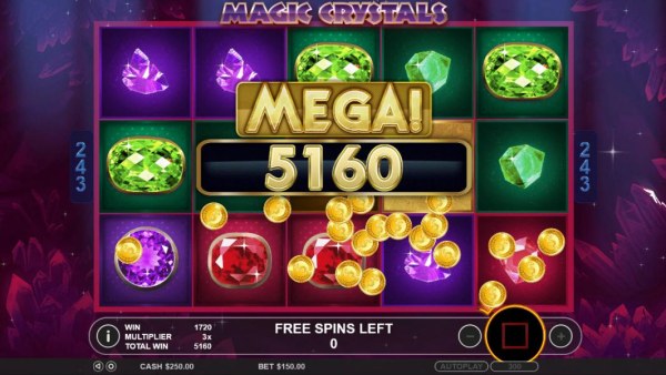 A 5160 coin mega win paid out at the end of the free spins feature. by Casino Codes